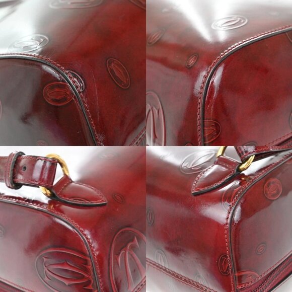 CARTIER Birthday Backpack Shoulder Bag Patent Leather Red GHW France 268-082525 - Picture 7 of 14
